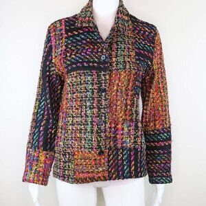 Chicos Boucle Tweed Multicolored Button up Blazer